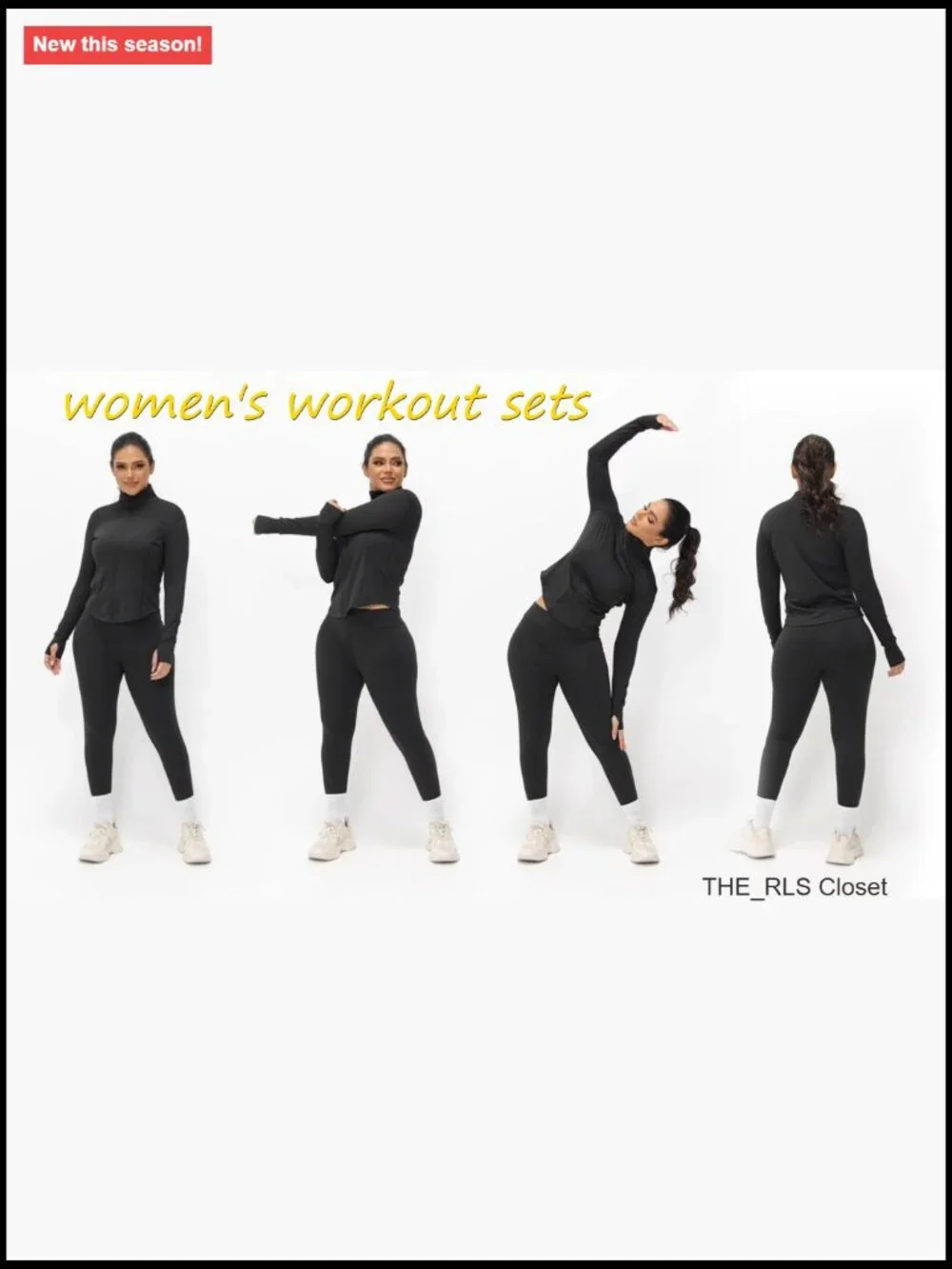 Polyester Elastane Long Sleeve Zipper Jacket Leggings Workout Set - Picture 7 of 7